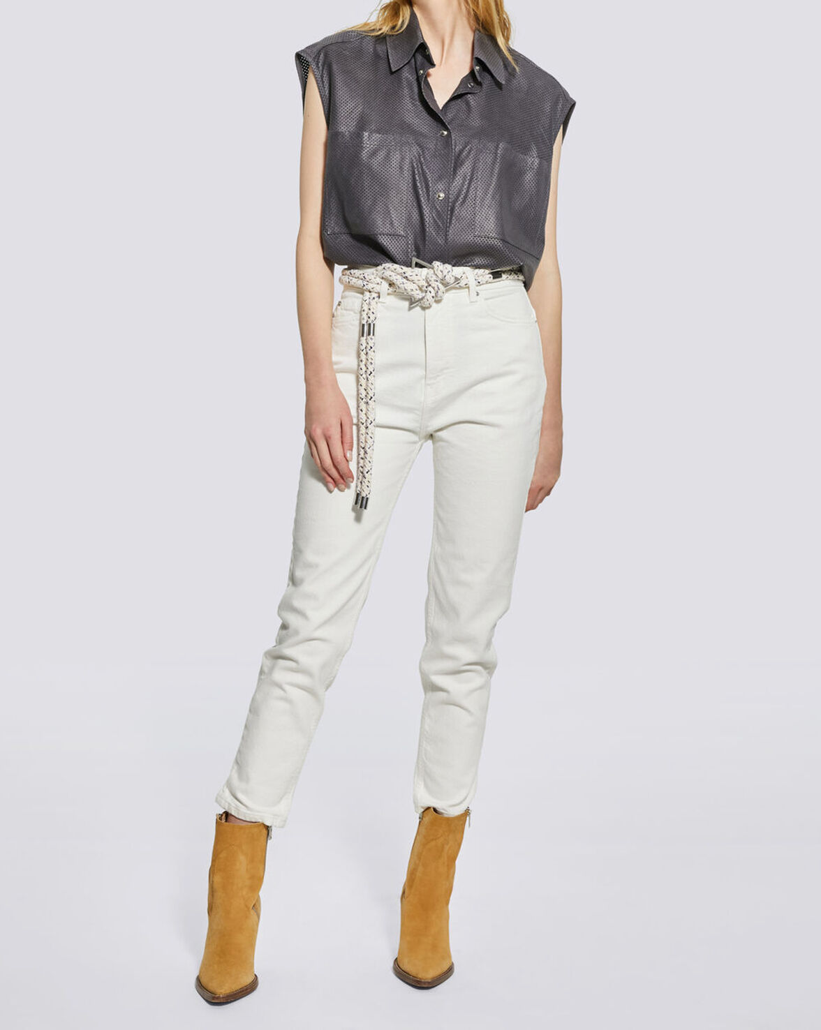ACANTHI OVERSIZED SLEEVELESS LEATHER SHIRT image number null